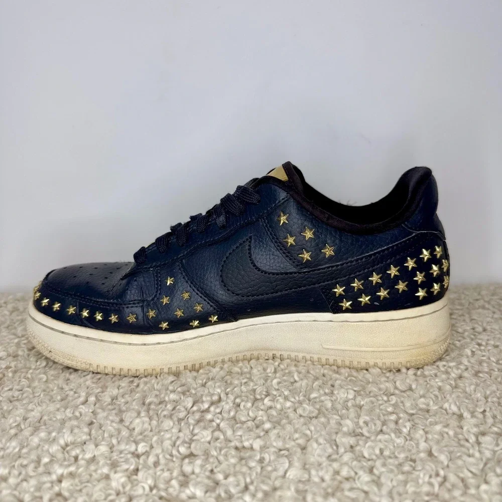 Nike Air Force 1 07 XX Gold Star Studded Oil Grey Women 8 AR0639-001